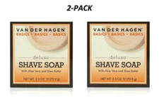 Van Der Hagen Deluxe Shave Soap 2.5 oz Hypoallergenic Shea Butter - 2 Pack