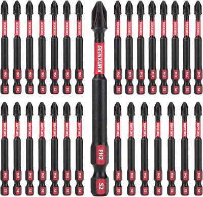 Impact Tough #2 Phillips 3 In. Insert Driver Bits,30Pack Bulk PH2 Screwdriver Bi