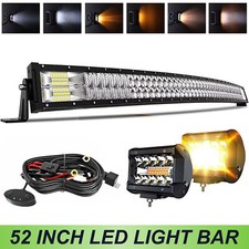 52 Inch Curved 300w Led Light Bar Spot Flood Combo Offroad Driving Truck Roof