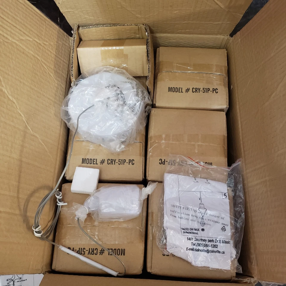 Lote de 6 luces colgantes de cristal de iluminación Dainolite cromadas cristalinas CRY-51P-PC Foto 3 de 4