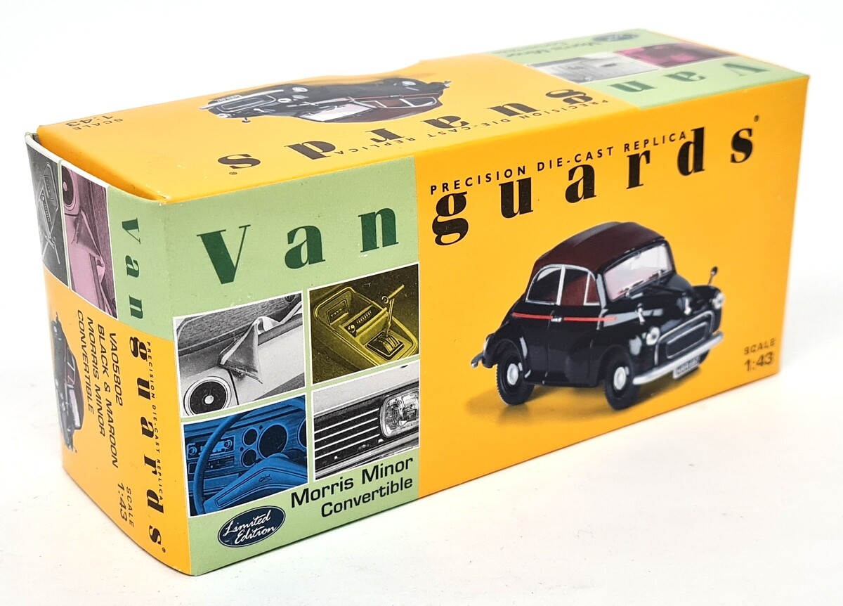 Vanguards 1/43 – Morris Minor Convertible Black Maroon, Miniature Diecast, Occasion