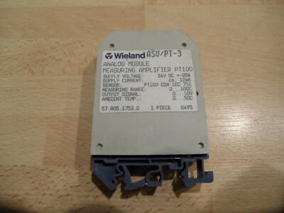 Wieland ASV / PT-3 Analog Module Measuring Amplifier  PT100  24V ASV Pt 100-3