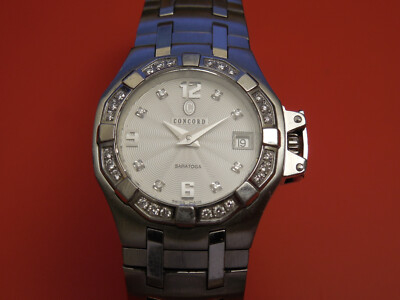 CONCORD SOLID STAINLESS STEEL DIAMOND CURRENT MODEL SARATOGA 24MM WATCH