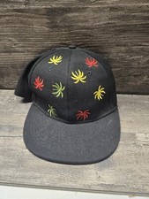 Vintage Carbon Rasta Leaf Curved Peak Baseball Cap Hat One Size Adjustable