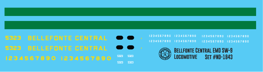 HO Scale - Bellefonte Central SW-9 Locomotive Decals