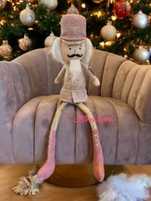 Nutcracker Plush 30  Shelf Sitter Pink Gold Pastel Christmas Dangling Legs New