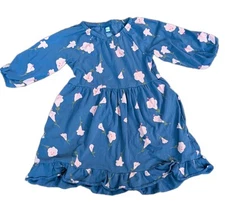 TEA COLLECTION Blue Flora De Inca Ruffle Hem Dress Girls Size 6