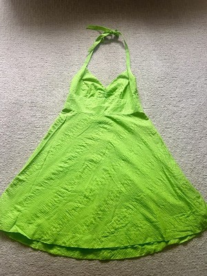 J Crew Women's Embossed Beach Dress Halter Top Bright Green NWT Size 14