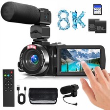 8K Video Camera 48MP UHD WiFi Vlogging Cameras for YouTube with 18X Black