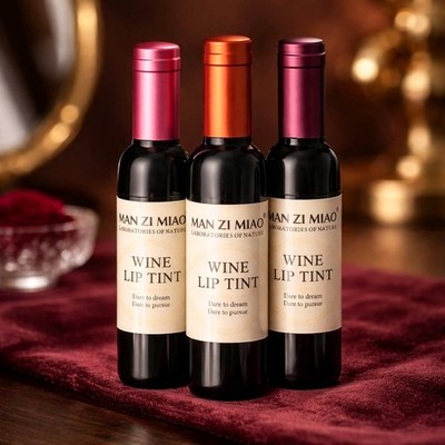 Man Zi Miao Wine Lip Tint Set 3Pc Mini Waterproof Matte Lip Gloss 3 Colors Grp 1