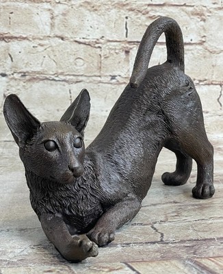 BRONZE STATUE SIAMESE CAT HIGHLY DETAILED FELINE SCULPTURE HOME DECOR GIFT SALE