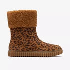 Clarks Girls COVE SNUG K Leopard Print Suede Boots