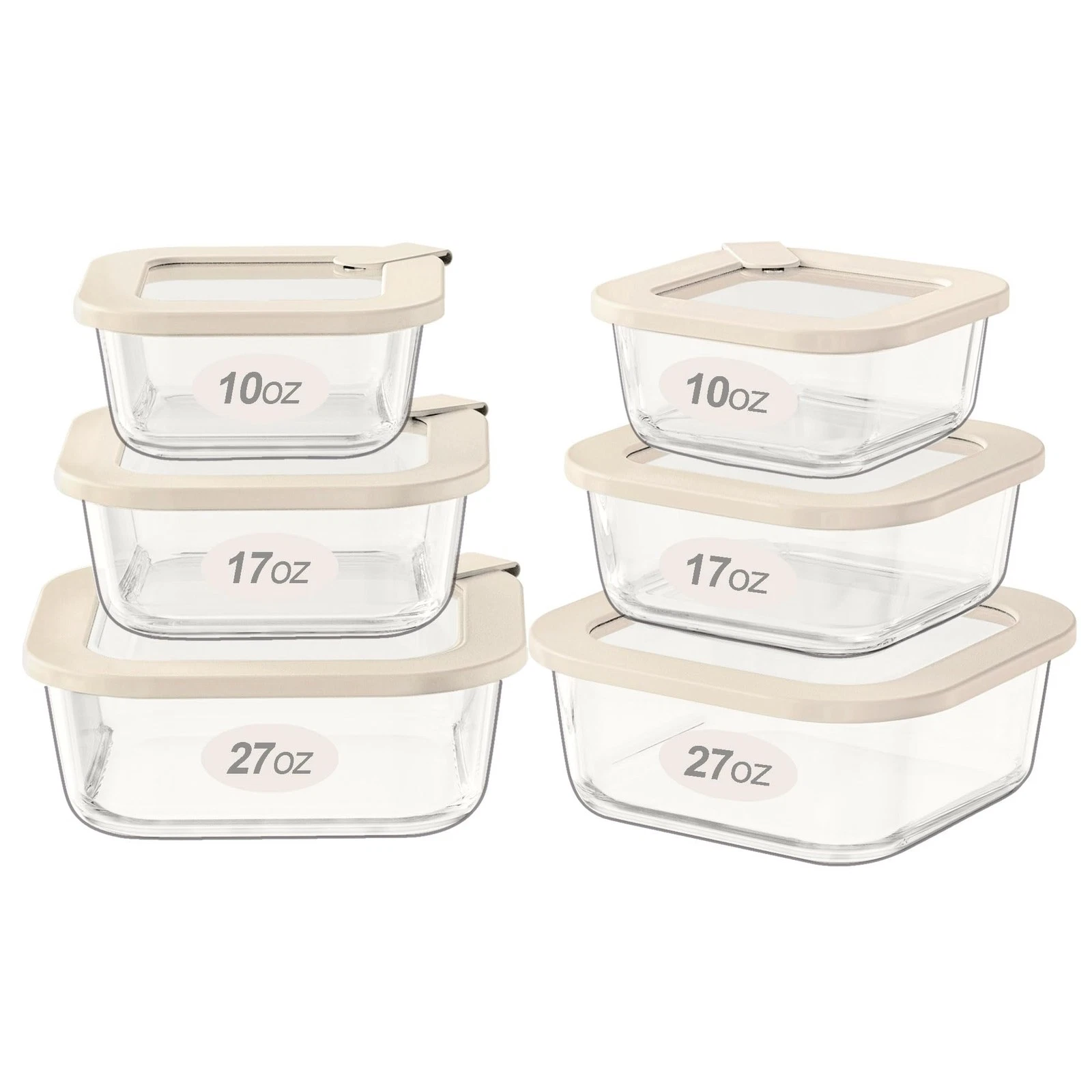 Urban Green Glass Food Storage Containers with Glass Lids, Microwave Safe Foo...