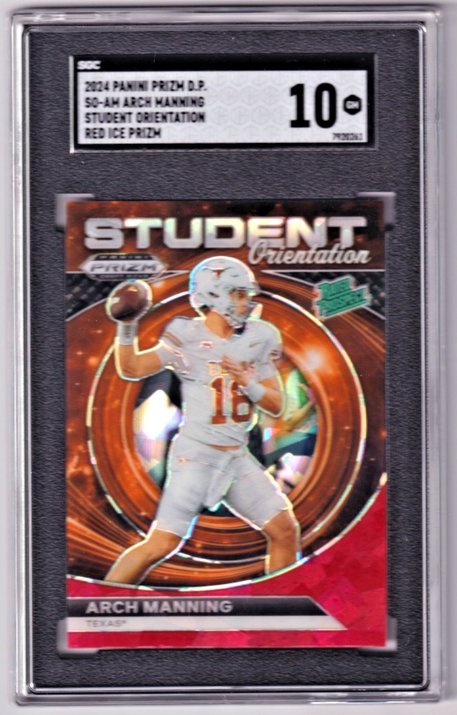 2024 Panini Prizm Draft Picks Arch Manning #SO-AM Red Ice Prizm SGC 10 (RC)