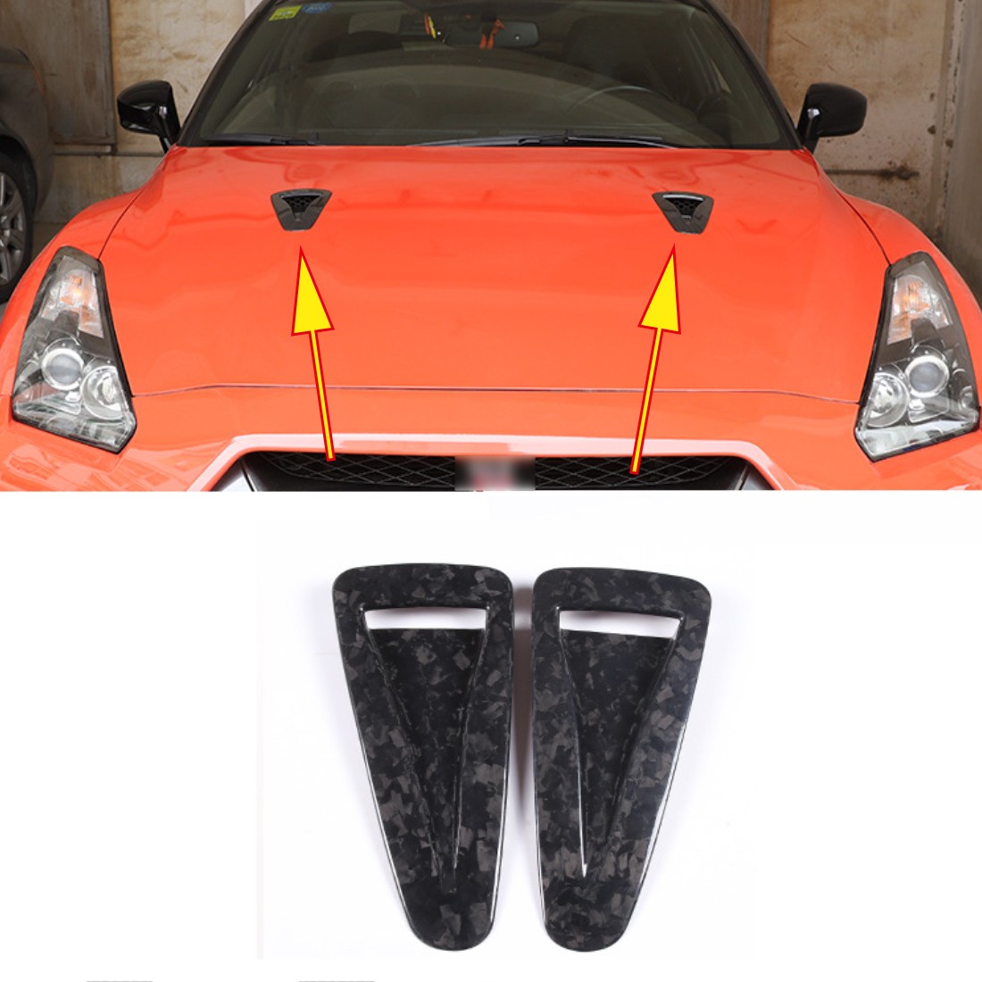Forged Dry Carbon Fiber Hood Vents Ducts Inlet Cover For Nissan GTR R35 2008-16