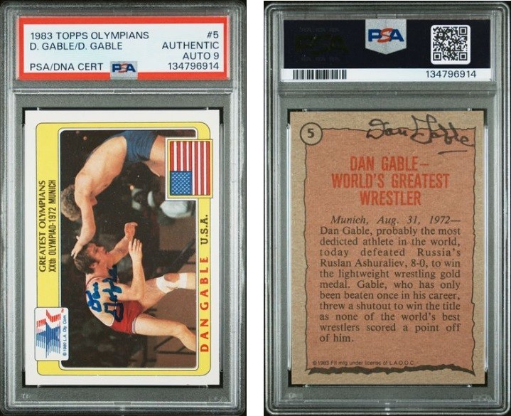 1983 Topps Olympians #5 Dan Gable PSA DBL Auto Autographed Signed HOF Iowa