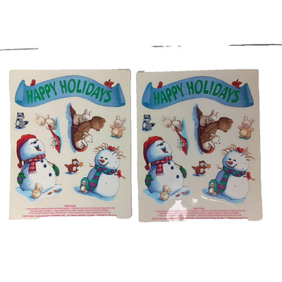 Current Inc Window Clings Cuddle Chums Happy Holidays Snow Man Forest Animals