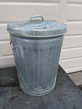 Vtg Galvanized Metal Garbage Can Trash Bin Retro Industrial 20 Lid
