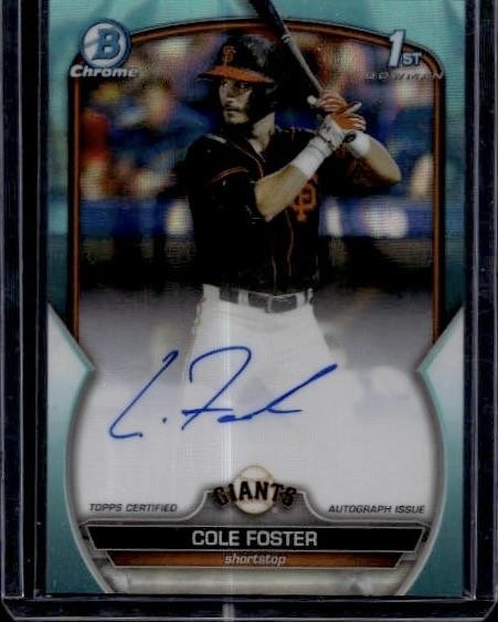 2023 Bowman Draft #CDA-CF Cole Foster Chrome Prospect Autographs Aqua Lava /199