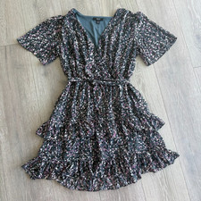 Simply Vera Vera Wang Womens Multicolor Tiered Ruffle Fit & Flare Dress Size PS