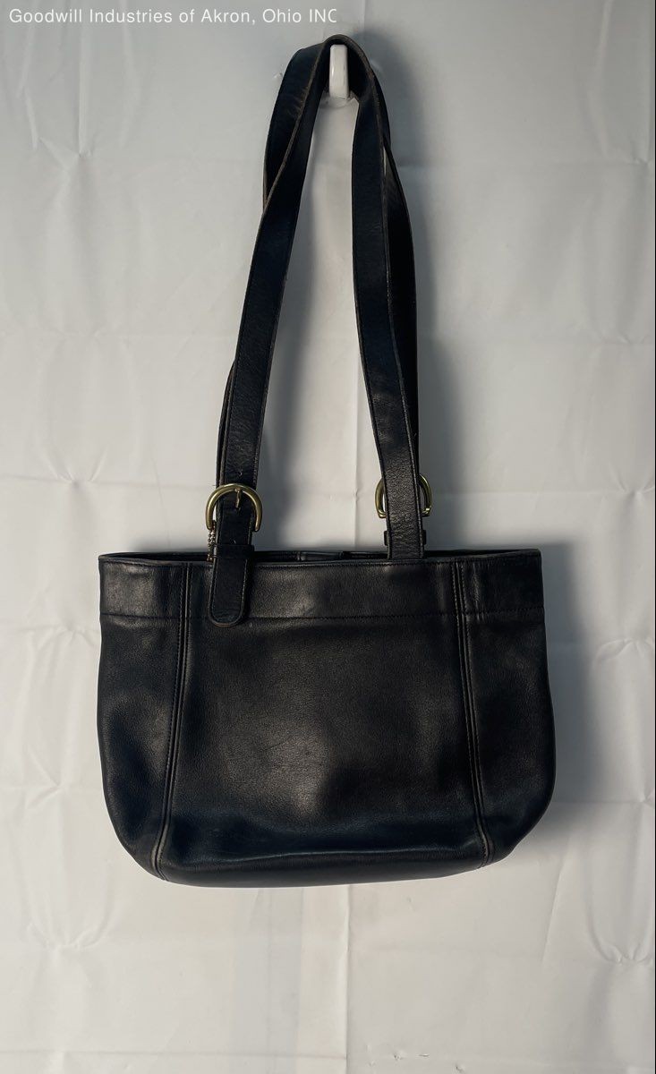 Vintage 90s Coach Black Leather Metropolitan Tote Bag 9058 Brass