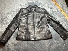 Banana Republic Black Leather Zip Car Coat / Minimalist Moto Jacket