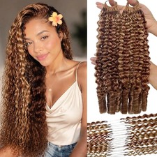 Ombre Blonde Human Hair Burmese Curly 16 Inch 50G Invisible Front Hair