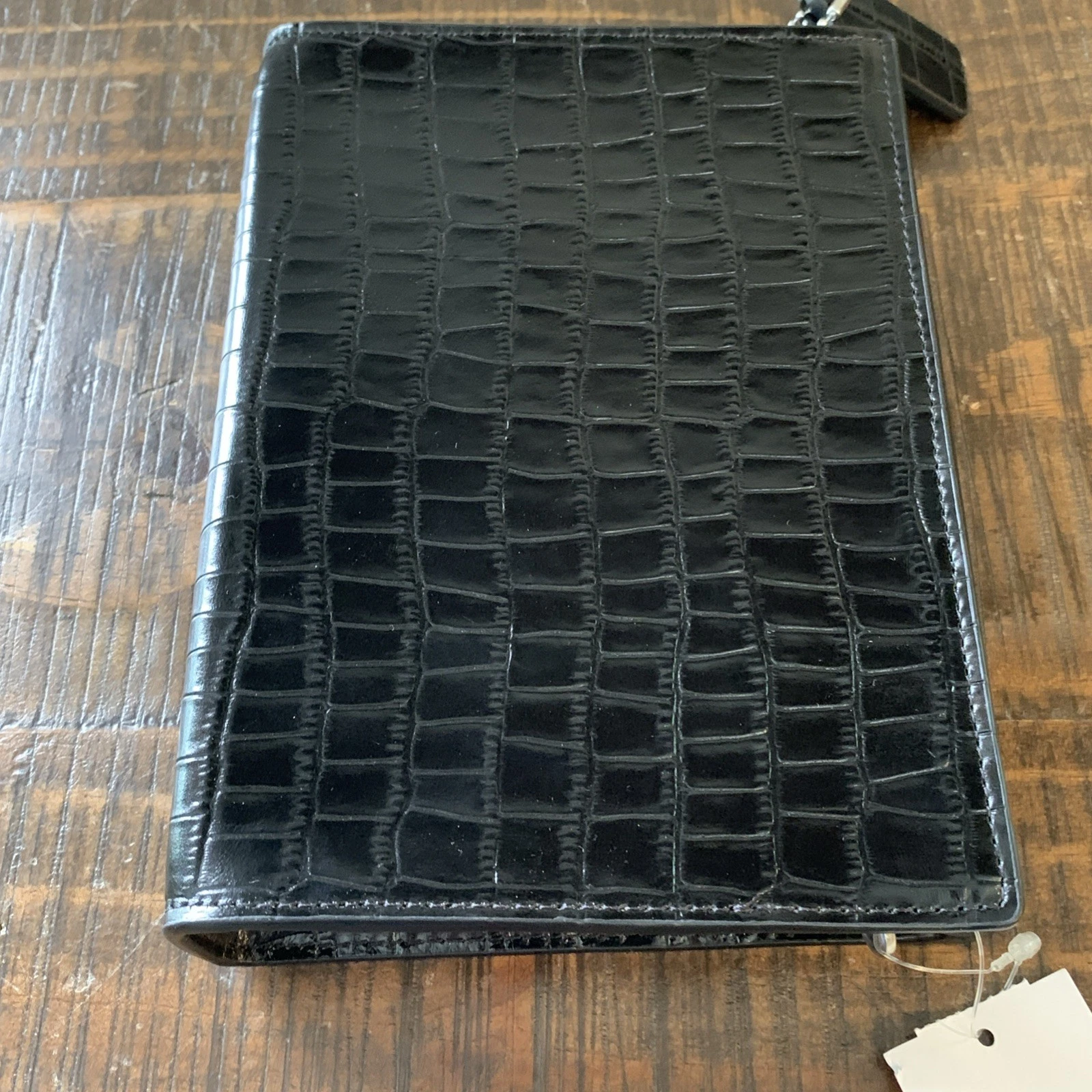 Tracolla Coach Croc in pelle goffrata nera nuova con etichetta CR237