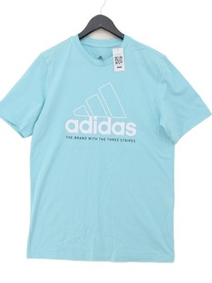 Adidas Herren T-Shirt S Blau Grafik 100% Baumwolle Basic