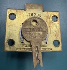 Antique Slot Machine Parts - Original Mills CONSOLE Back Door Lock WITH Key