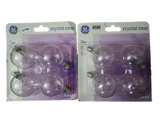    GE 25-Watt Crystal Clear G16.5 Globe Light Bulbs   8 Bulbs Total 2 Packs NE