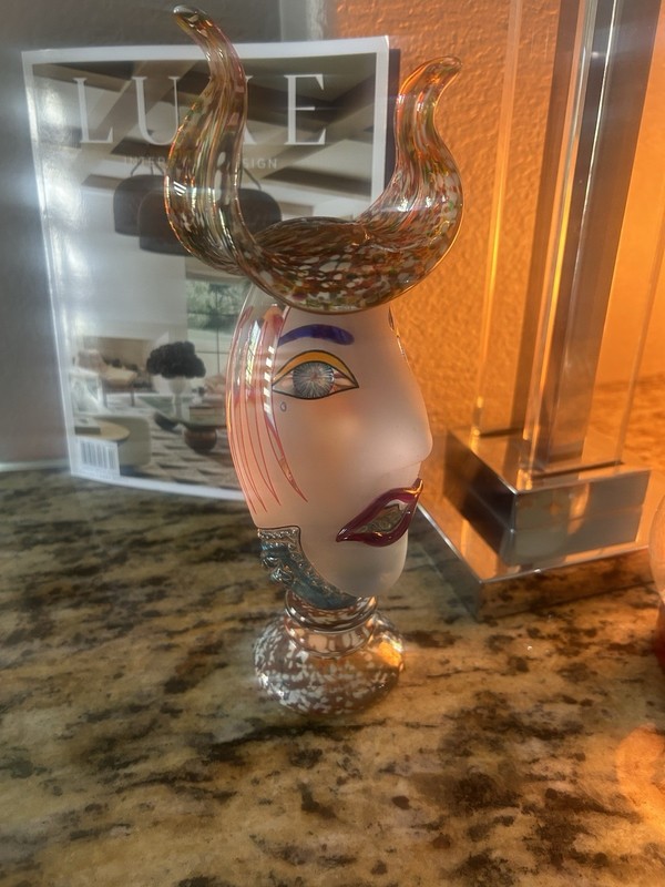 Kurt and Lynda Carlson 11.5 inch Face Glass Sculpture