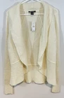 NEW White House Black Market Cardigan womens medium open shawl collar cream wool