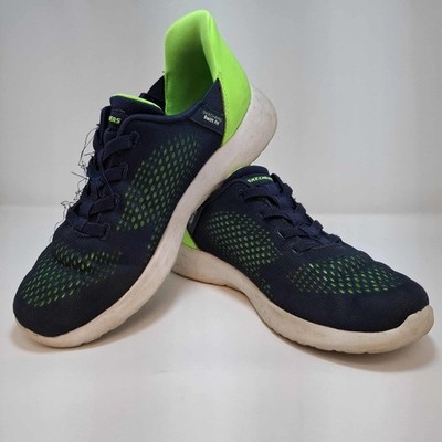 Skechers Swift Fit Kinder Sneaker UK Größe 4 (EU 37) Navy & Grün Slipper Lightwei