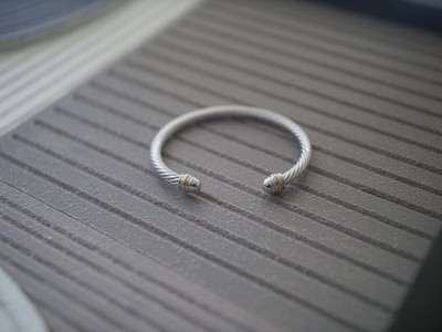 David Yurman D.Y. 925 Sterling Silver Dome Cuff Bracelet 5mm Size Medium