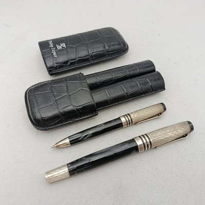 Philip Zepter by Montegrappa 925 Silver Fountain Pen 14K M Nib Ballpoint Pen NOS