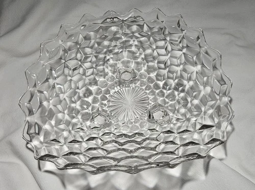 Vtg Fostoria American Clear 2056 Tri-corner 3 Footed Serving/Fruit Bowl 3 Mold 