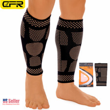 CFR Copper Calf Support Sleeves Leg Compression Socks Shin Splint Varicose Vein