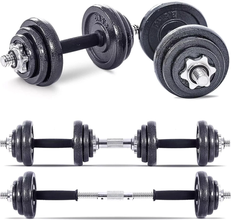 BURAKH Gusseisen verstellbare Hantel Langhantel Gewicht Set 15KG 20KG 30KG 50KG Home Gym