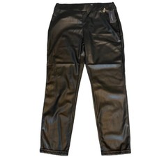 Tommy Hilfiger Pants Womens Black Vegan Leather Skinny- Ankle Pant Size: 14