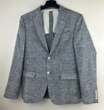 Zara Man Blazer Jacket Plaid Houndstooth Navy Blue  White US Men's Size 42