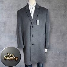$495 Michael Kors Men's 48R Gray Wool Cashmere Overcoat 3-Button Classic Coat