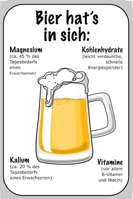 Holzschild 20x30 Bier hat Vitamine Kalium Magnesium   ist also gesund Wand Deko