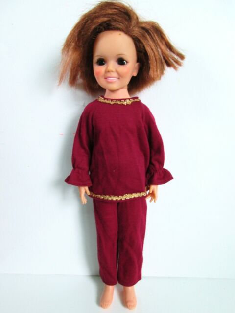 Handmade Vintage 60s 70s Burgundy/Gold 2PC Retro Outfit for Crissy 18"Doll
