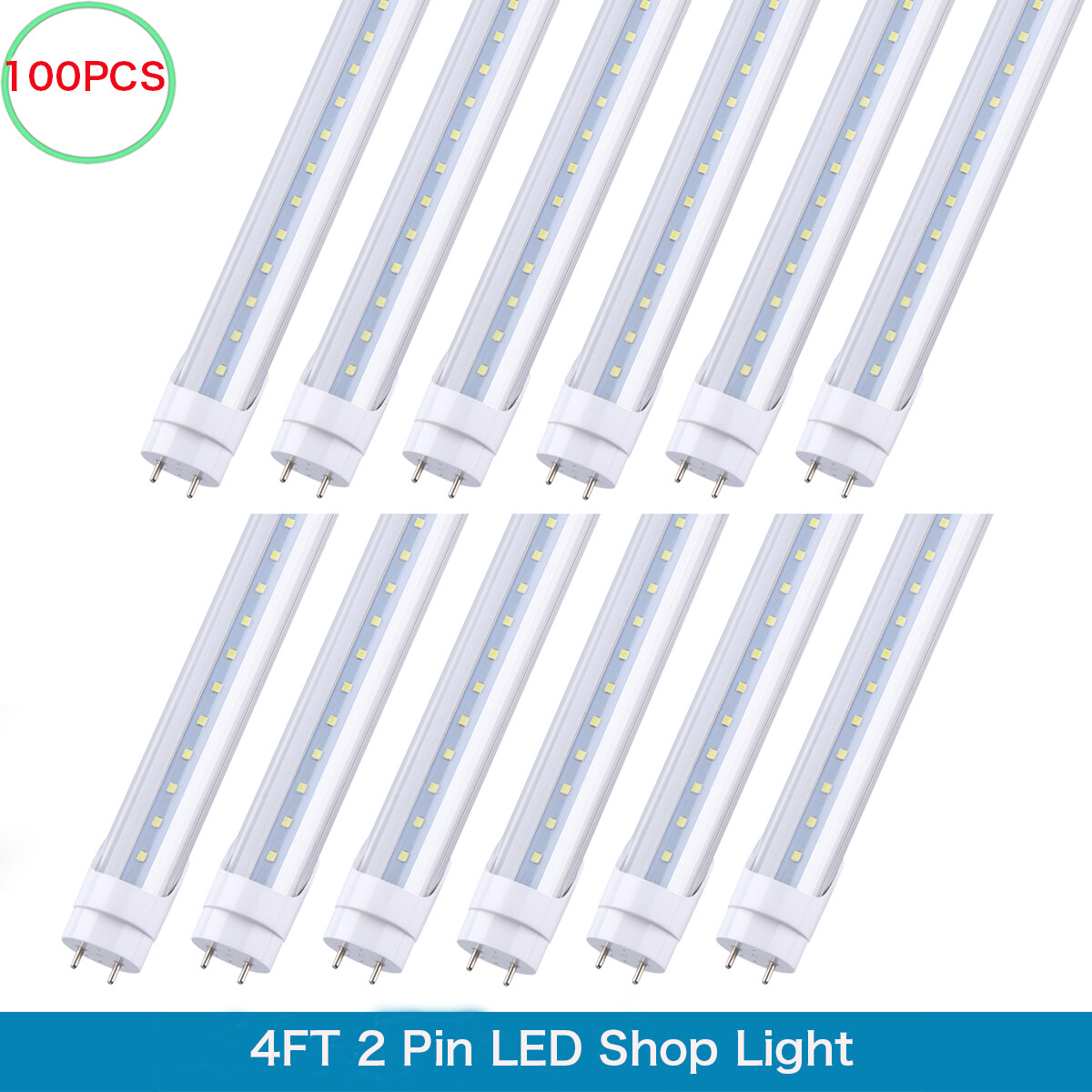 48in 22W G13 LED Tube Lights 100-Pack - 6000K Bright Shop Lighting  