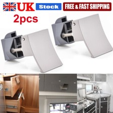 2X Door Cupboard Latch Knob Square Shape Handle Push Locks for Caravan RV Marine