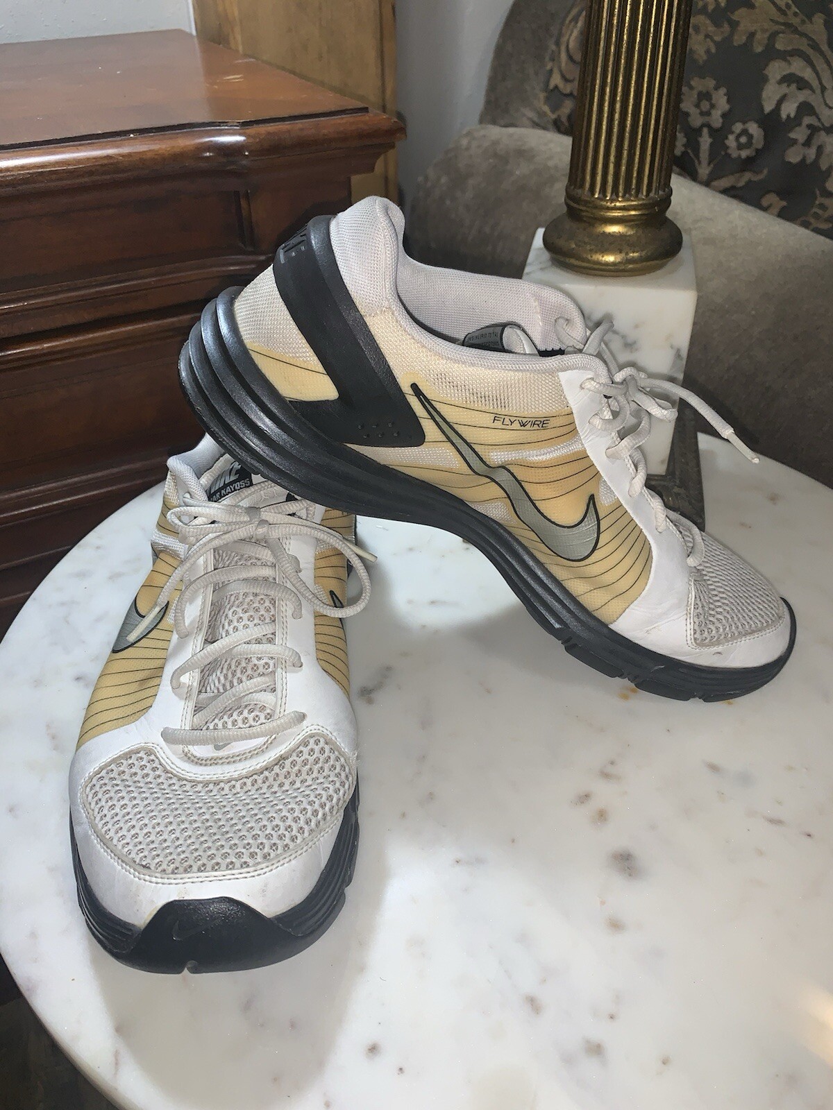 SAOLA Scarpe da corsa Nike da uomo Lunar Kayoss nere bianche sneakers Flywire Lunarlon taglia 13
