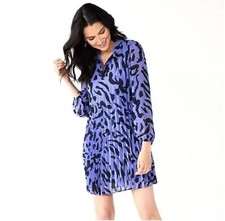 NWT Nine West lavender black pleated collared dress Small