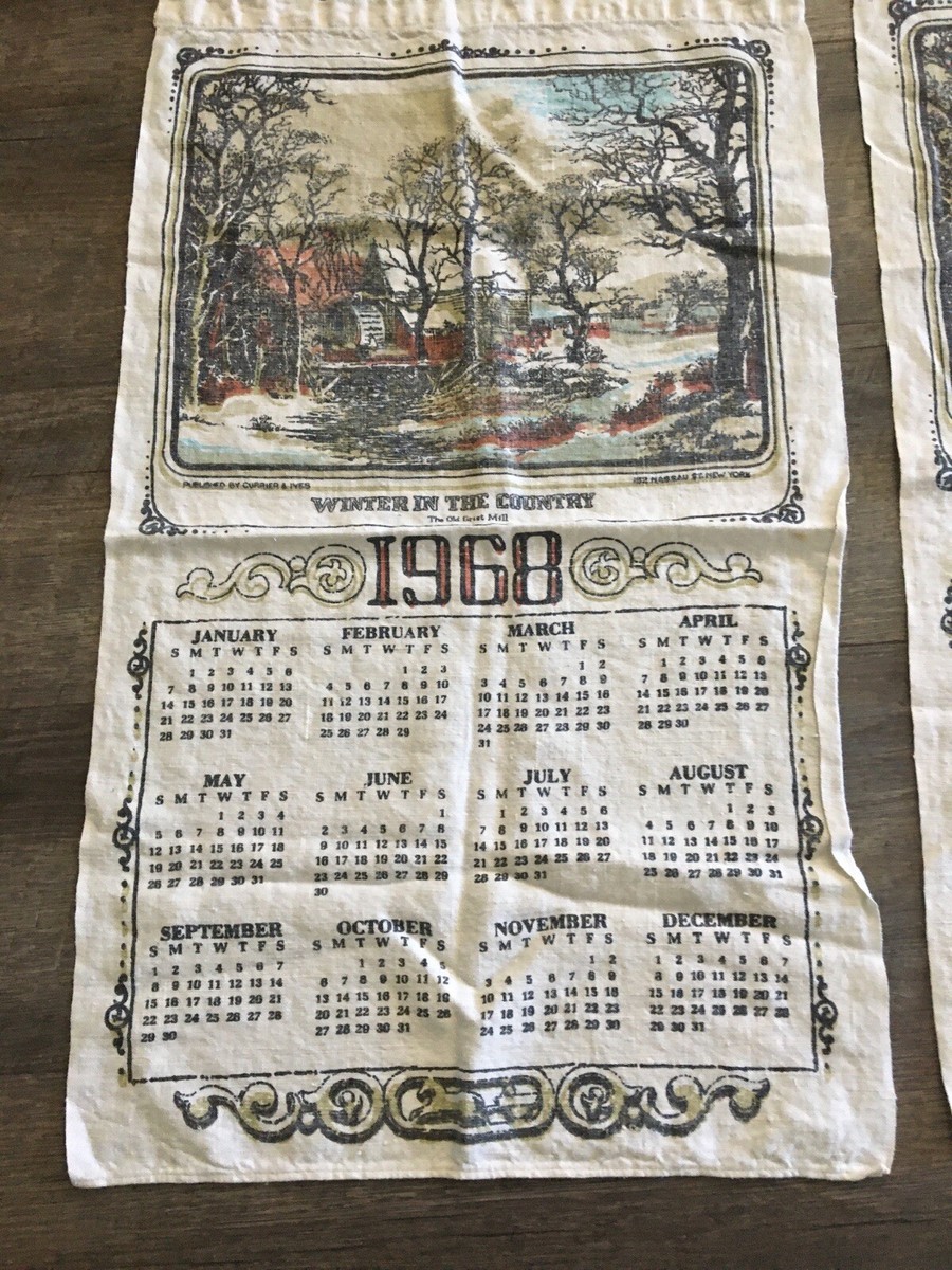 1968 Calendar New York Winter in the Country Linen History Art