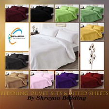 Egyptian Cotton Hotel 5 PCs Duvet Set Fitted Sheet King All Strip Select TC